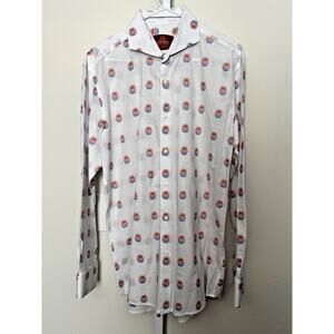 R. Lewis Long Sleeved Dress Shirt Contemporary Fit Printed Mens Size 16.5 34/35